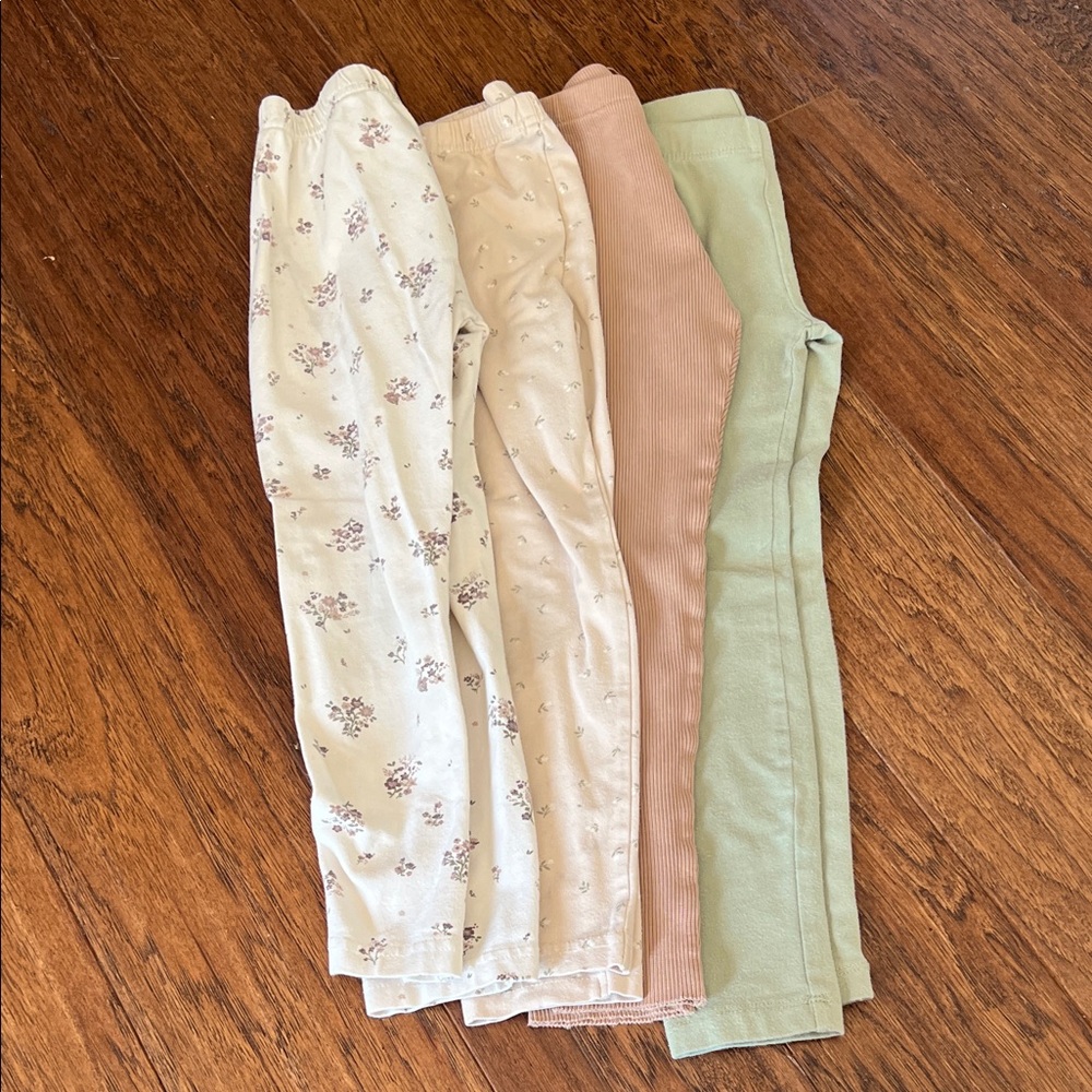 Jamie Kay Girls 4-Pack Leggings in Cream Floral, Light Beige, Blush, and Mint